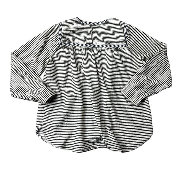 J.Crew Striped Boho Peasant Blouse Size 10 Navy Embroidered Front Cotton - Picture 7 of 8